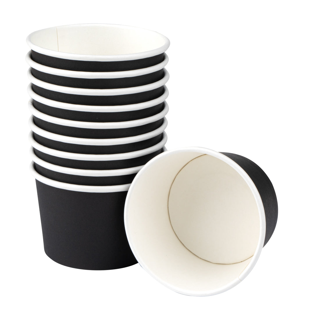 Coppetta 4 oz Round Black Paper To Go Cup - 3" x 3" x 2 1/2" - 50 count box