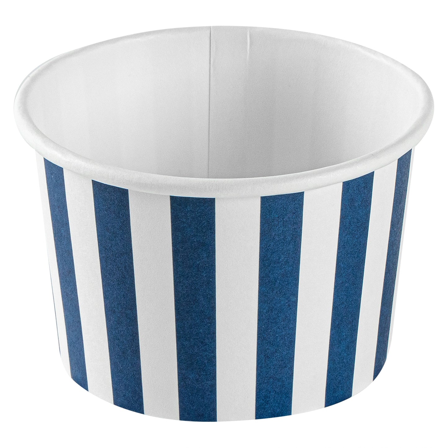 Coppetta 4 oz Round Blue and White Stripe Paper To Go Cup - 3" x 3" x 2 1/2" - 50 count box