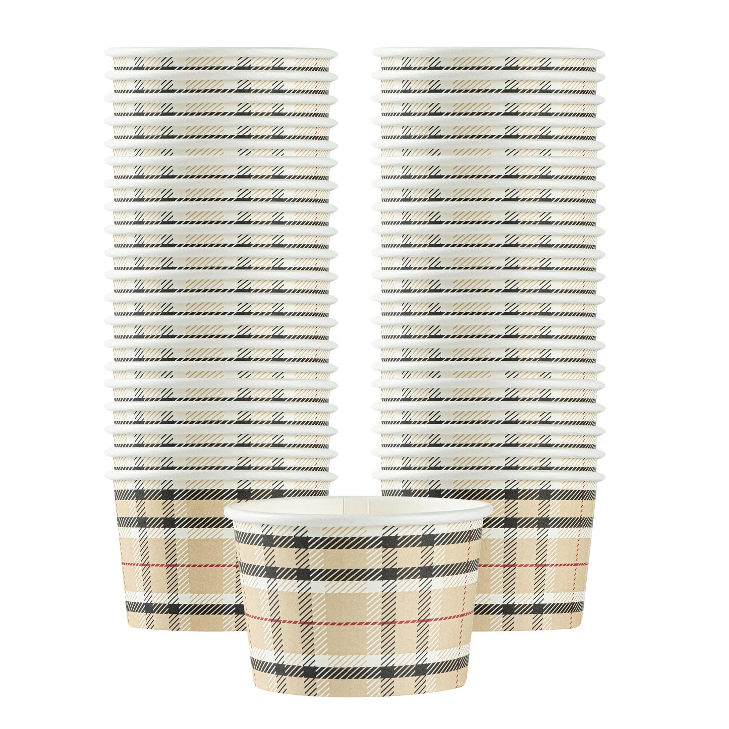 Coppetta 4 oz Round Plaid Paper To Go Cup - 3" x 3" x 2 1/2" - 50 count box