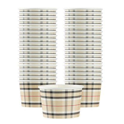 Coppetta 4 oz Round Plaid Paper To Go Cup - 3" x 3" x 2 1/2" - 50 count box