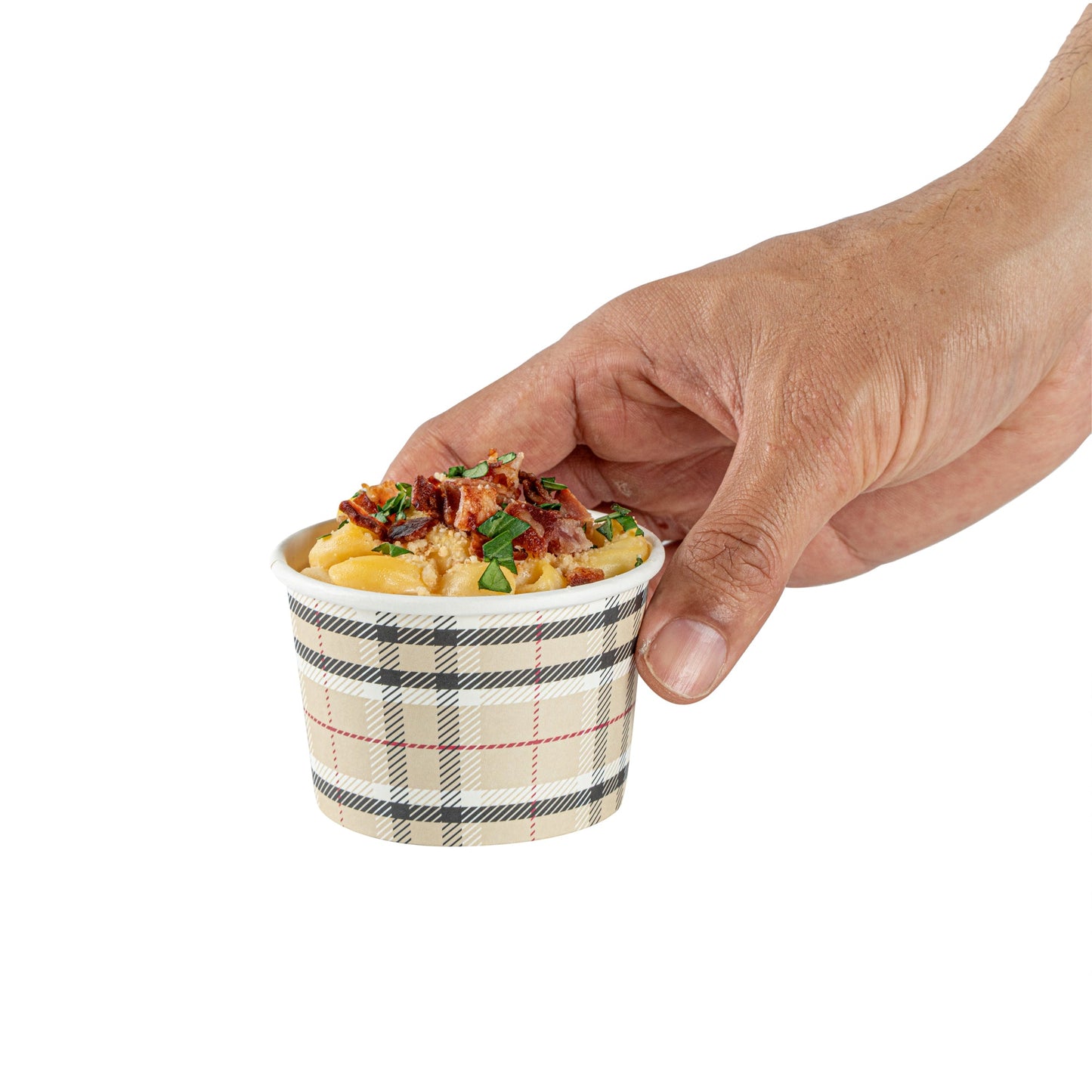 Coppetta 4 oz Round Plaid Paper To Go Cup - 3" x 3" x 2 1/2" - 50 count box