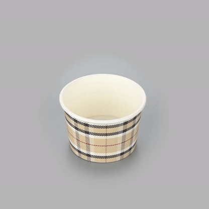 Coppetta 4 oz Round Plaid Paper To Go Cup - 3" x 3" x 2 1/2" - 50 count box