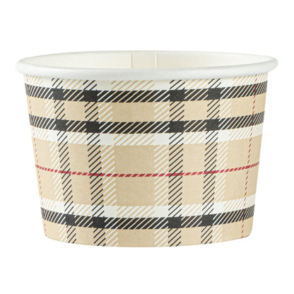 Coppetta 4 oz Round Plaid Paper To Go Cup - 3" x 3" x 2 1/2" - 200 count box