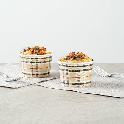 Coppetta 4 oz Round Plaid Paper To Go Cup - 3" x 3" x 2 1/2" - 200 count box