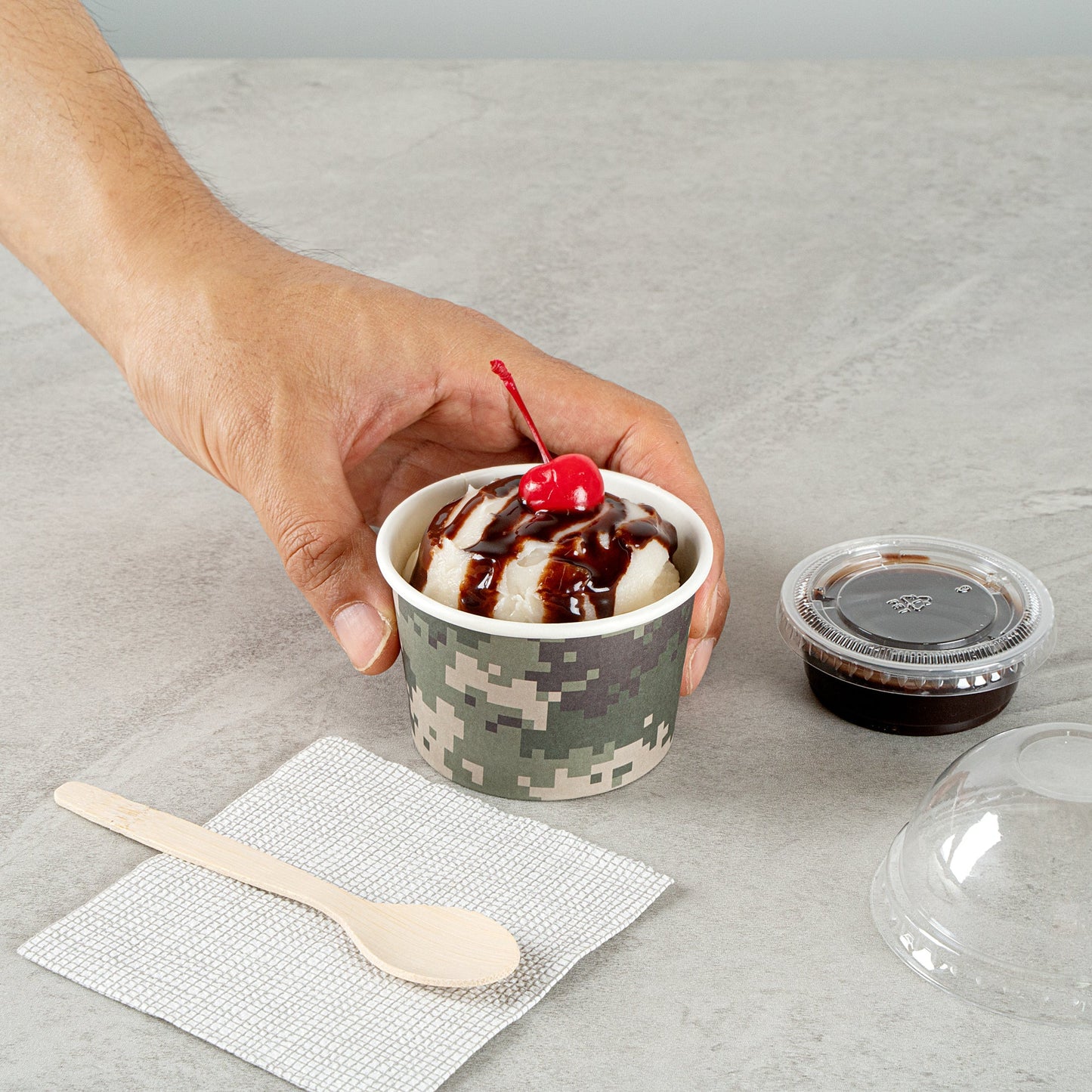 Coppetta 4 oz Round Camouflage Paper To Go Cup - 3" x 3" x 2 1/2" - 200 count box