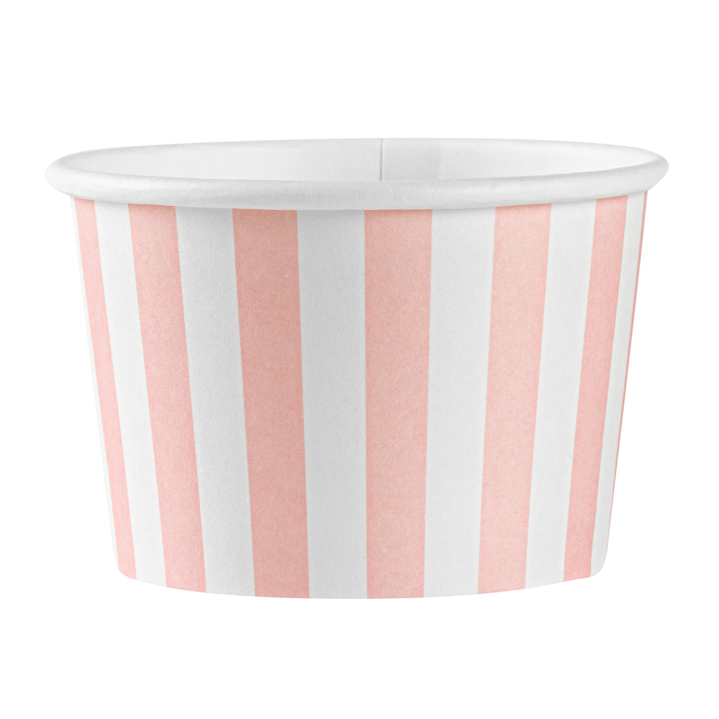 Coppetta 4 oz Round Pink and White Stripe Paper To Go Cup - 3" x 3" x 2 1/2" - 50 count box