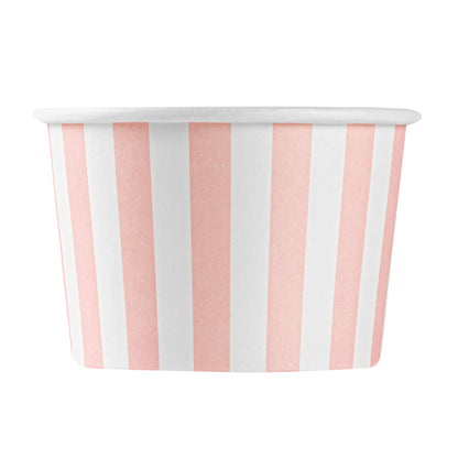 Coppetta 4 oz Round Pink and White Stripe Paper To Go Cup - 3" x 3" x 2 1/2" - 50 count box