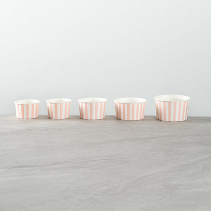 Coppetta 4 oz Round Pink and White Stripe Paper To Go Cup - 3" x 3" x 2 1/2" - 50 count box