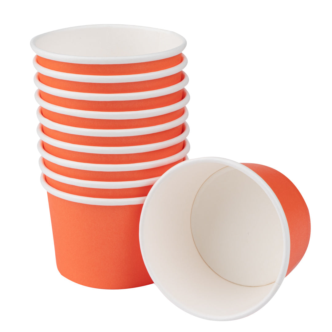 Coppetta 4 oz Round Tangerine Orange Paper To Go Cup - 3" x 3" x 2 1/2" - 50 count box
