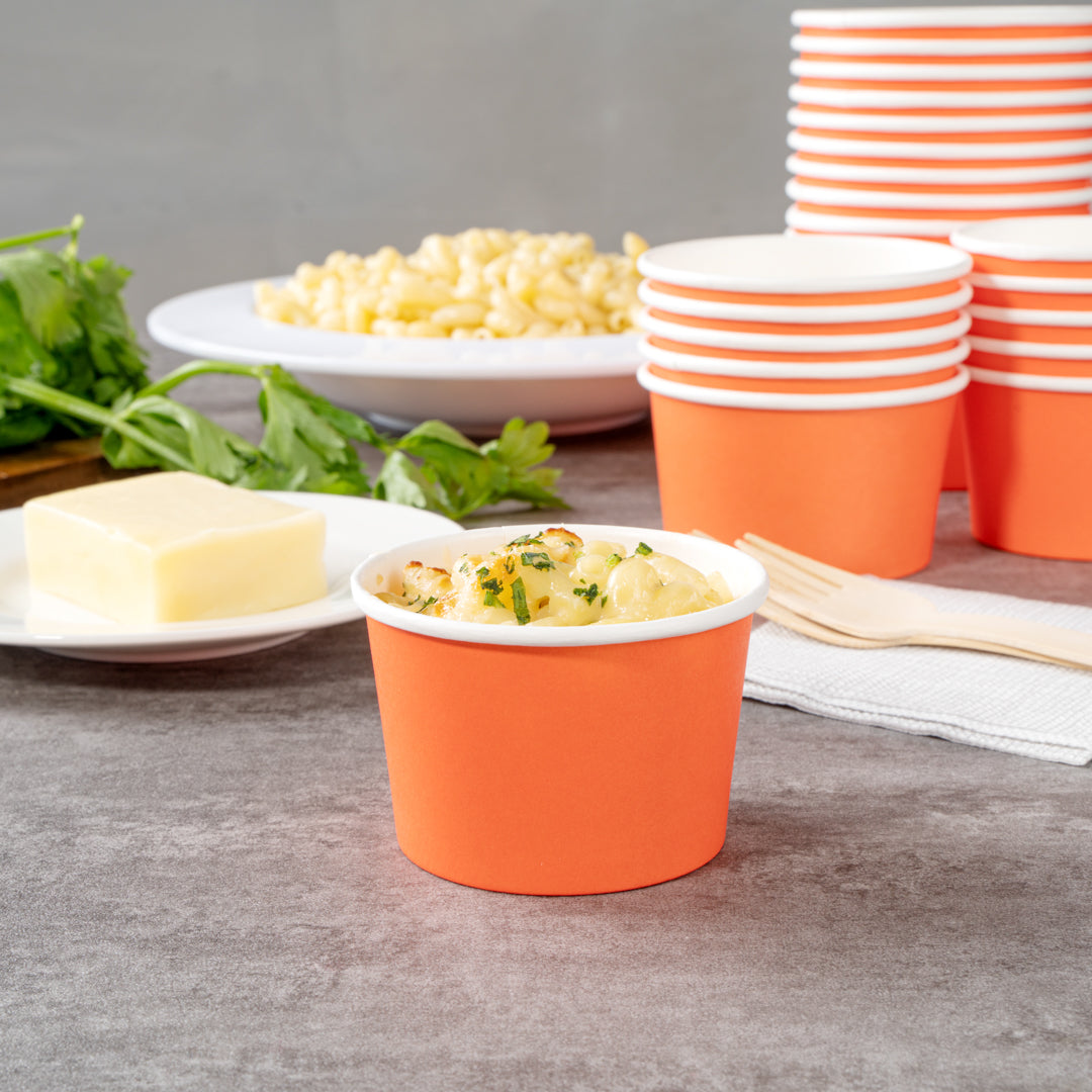 Coppetta 4 oz Round Tangerine Orange Paper To Go Cup - 3" x 3" x 2 1/2" - 50 count box