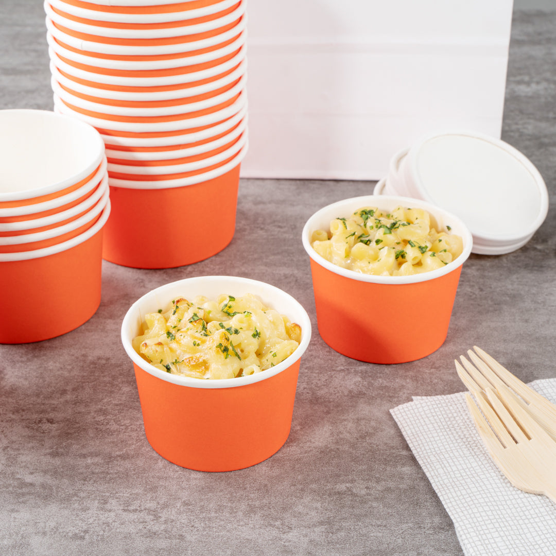 Coppetta 4 oz Round Tangerine Orange Paper To Go Cup - 3" x 3" x 2 1/2" - 50 count box