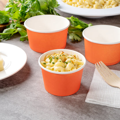 Coppetta 4 oz Round Tangerine Orange Paper To Go Cup - 3" x 3" x 2 1/2" - 200 count box