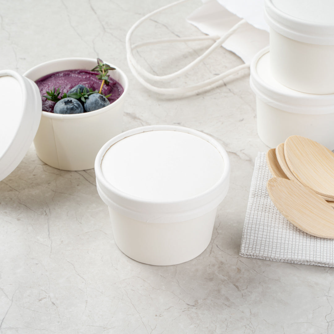 Coppetta Round White Paper To Go Cup Lid - Fits 4 oz - 50 count box