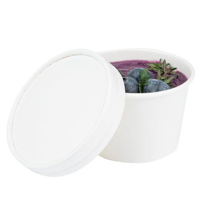 Coppetta Round White Paper To Go Cup Lid - Fits 4 oz - 50 count box
