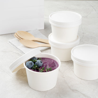 Coppetta Round White Paper To Go Cup Lid - Fits 4 oz - 50 count box