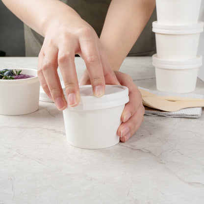 Coppetta Round White Paper To Go Cup Lid - Fits 4 oz - 200 count box