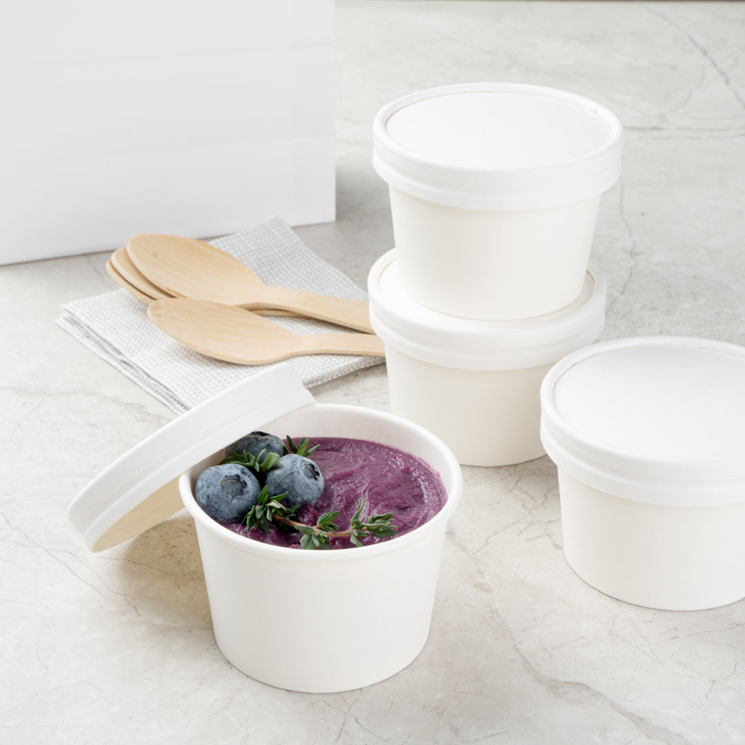 Coppetta Round White Paper To Go Cup Lid - Fits 4 oz - 200 count box