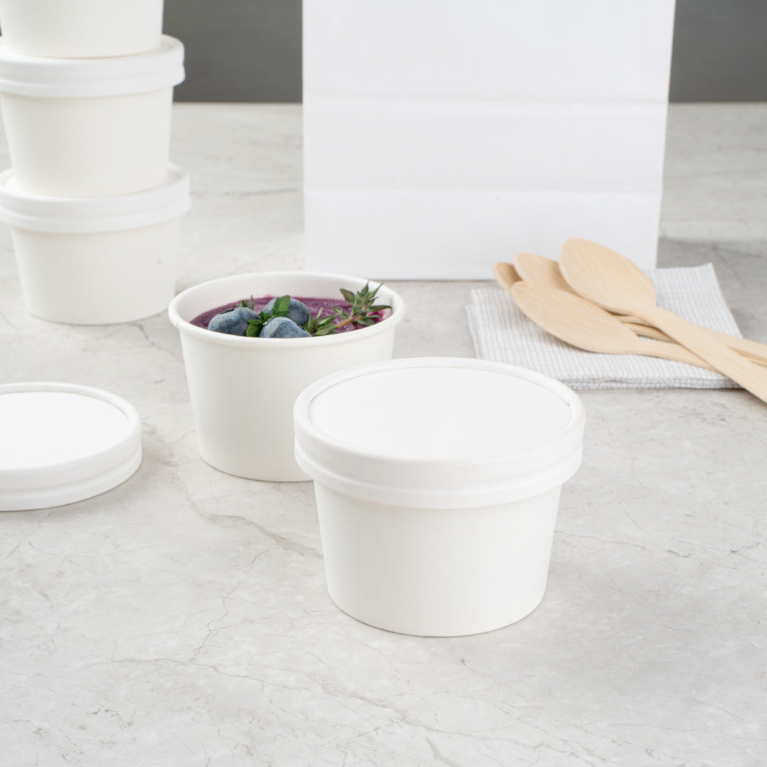 Coppetta Round White Paper To Go Cup Lid - Fits 4 oz - 200 count box