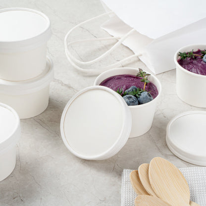 Coppetta Round White Paper To Go Cup Lid - Fits 4 oz - 200 count box