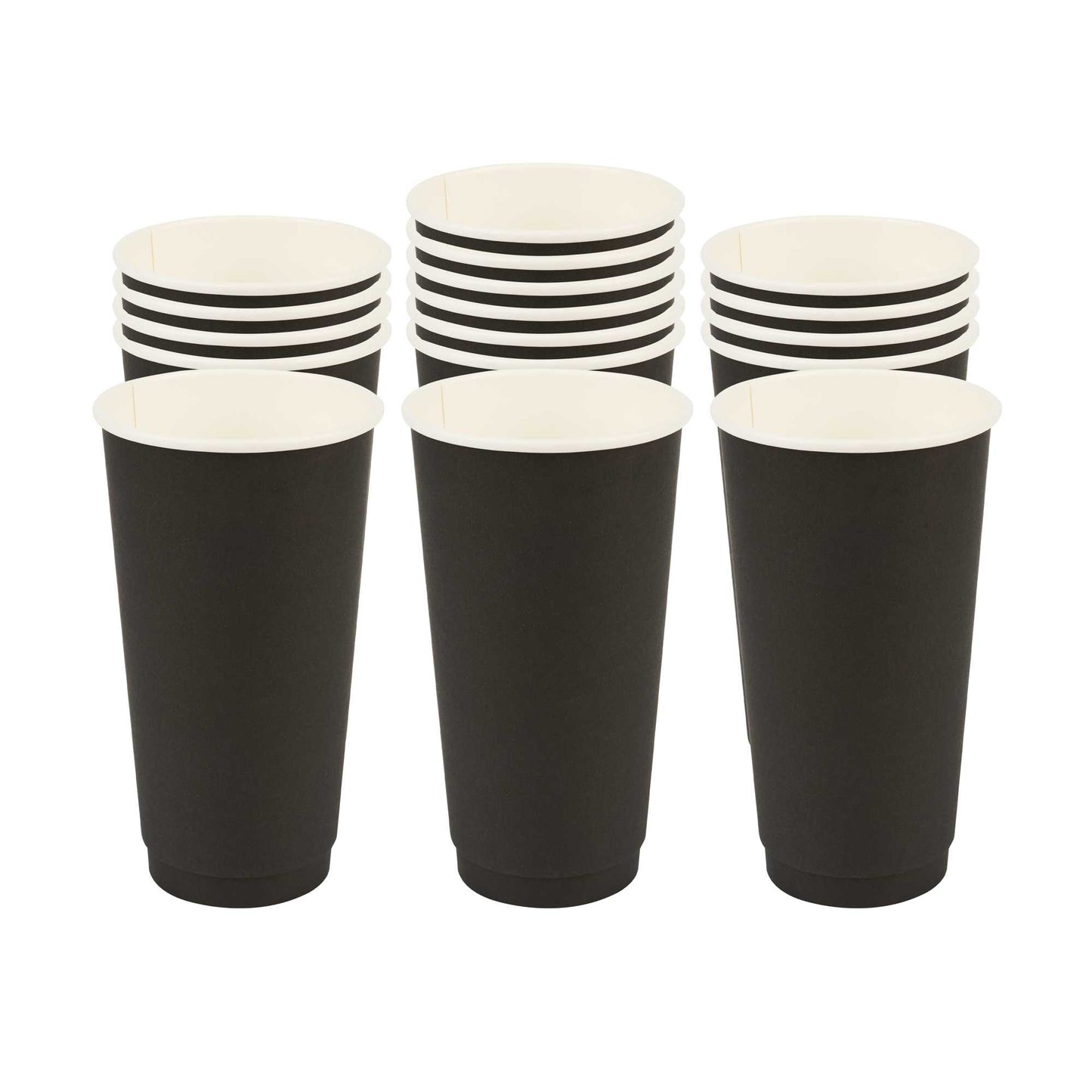 Restpresso 20 oz Black Paper Coffee Cup - Double Wall - 3 1/2" x 3 1/2" x 6 1/4" - 10 count box