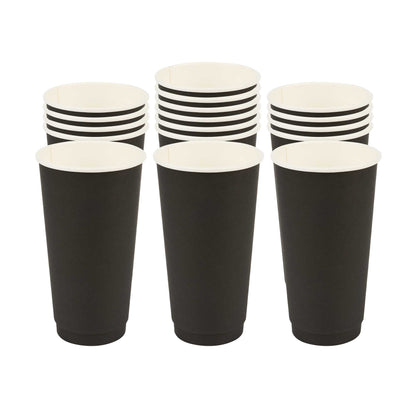 Restpresso 20 oz Black Paper Coffee Cup - Double Wall - 3 1/2" x 3 1/2" x 6 1/4" - 10 count box