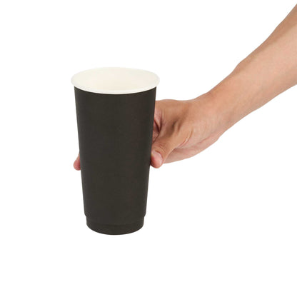 Restpresso 20 oz Black Paper Coffee Cup - Double Wall - 3 1/2" x 3 1/2" x 6 1/4" - 250 count box