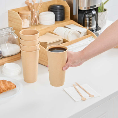 Restpresso 20 oz Kraft Paper Coffee Cup - Double Wall - 3 1/2" x 3 1/2" x 6 1/4" - 10 count box