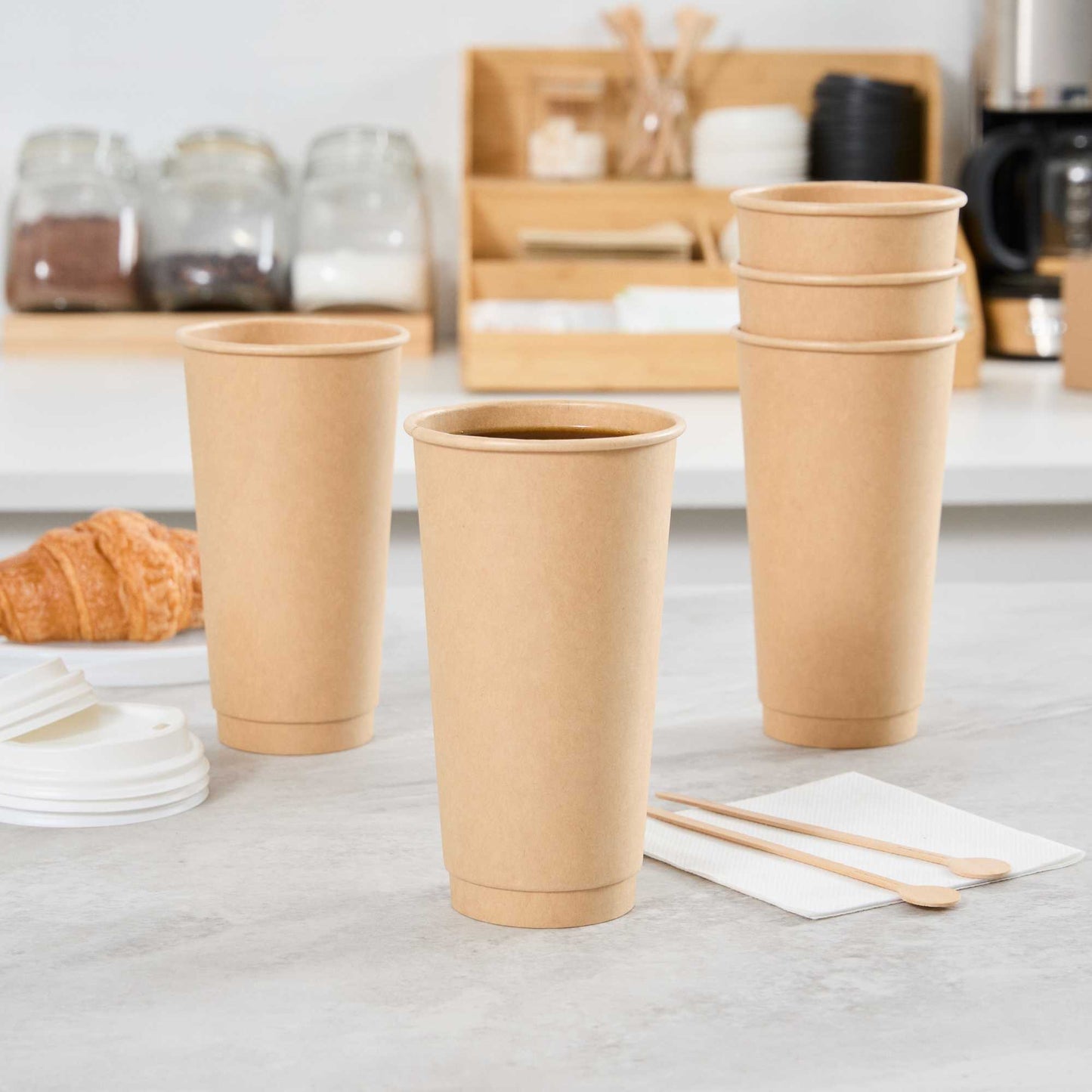 Restpresso 20 oz Kraft Paper Coffee Cup - Double Wall - 3 1/2" x 3 1/2" x 6 1/4" - 250 count box