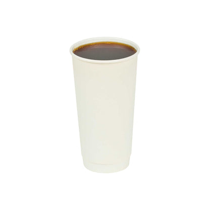 Restpresso 20 oz White Paper Coffee Cup - Double Wall - 3 1/2" x 3 1/2" x 6 1/4" - 250 count box