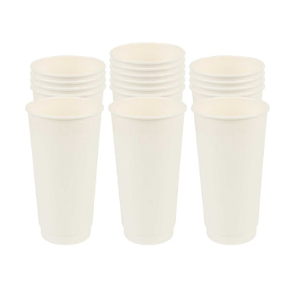 Restpresso 20 oz White Paper Coffee Cup - Double Wall - 3 1/2" x 3 1/2" x 6 1/4" - 10 count box