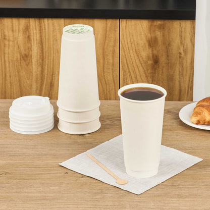 Restpresso 20 oz White Paper Coffee Cup - Double Wall - 3 1/2" x 3 1/2" x 6 1/4" - 10 count box