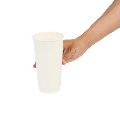 Restpresso 20 oz White Paper Coffee Cup - Double Wall - 3 1/2" x 3 1/2" x 6 1/4" - 10 count box