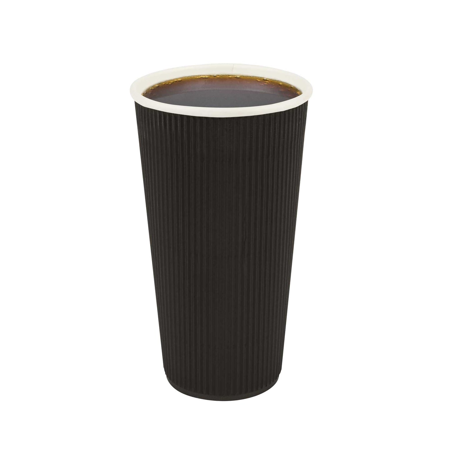 Restpresso 20 oz Black Paper Coffee Cup - Ripple Wall - 3 1/2" x 3 1/2" x 6 1/4" - 250 count box