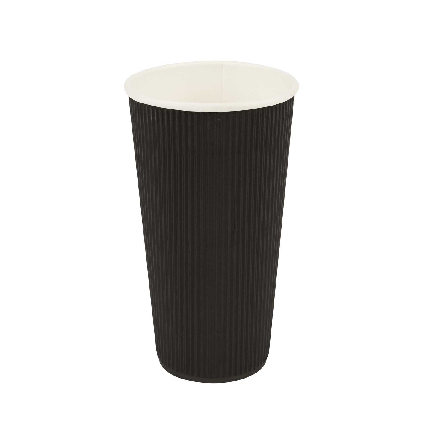 Restpresso 20 oz Black Paper Coffee Cup - Ripple Wall - 3 1/2" x 3 1/2" x 6 1/4" - 10 count box