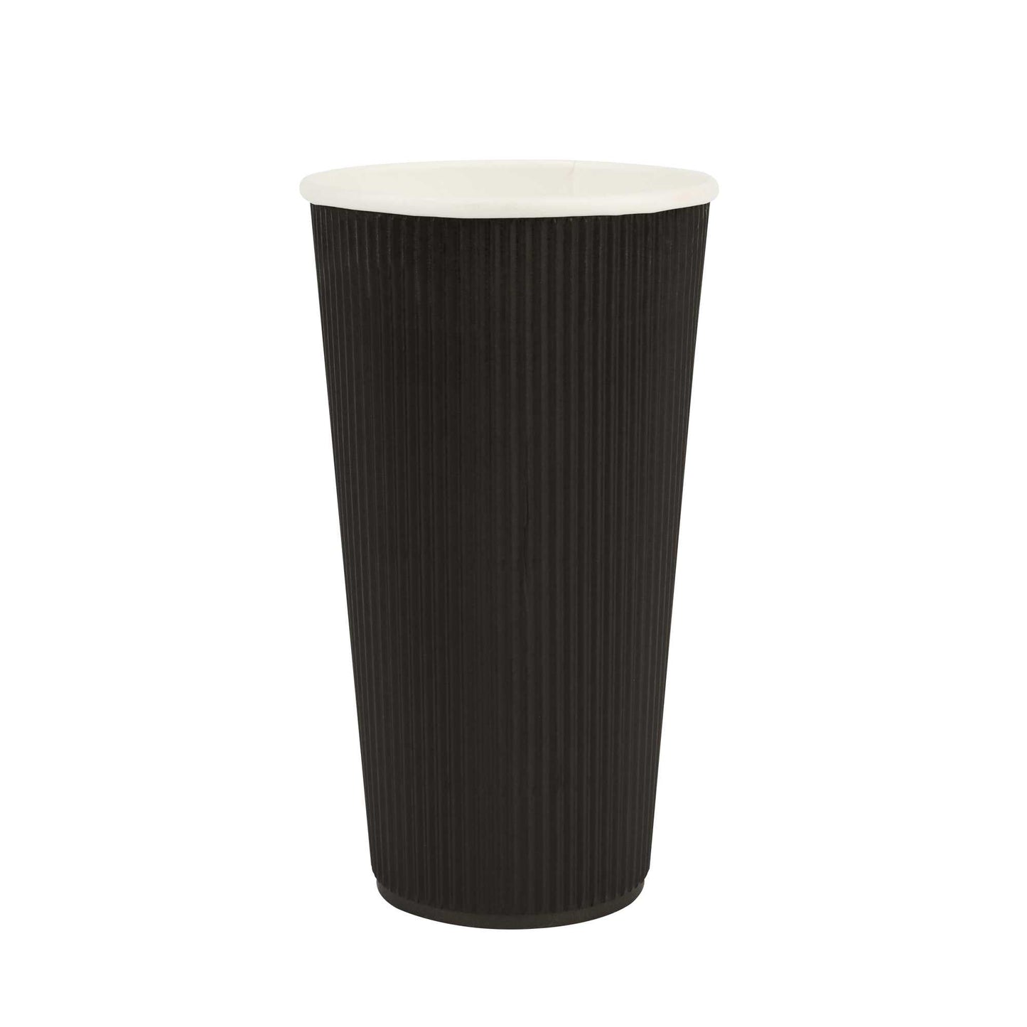 Restpresso 20 oz Black Paper Coffee Cup - Ripple Wall - 3 1/2" x 3 1/2" x 6 1/4" - 10 count box