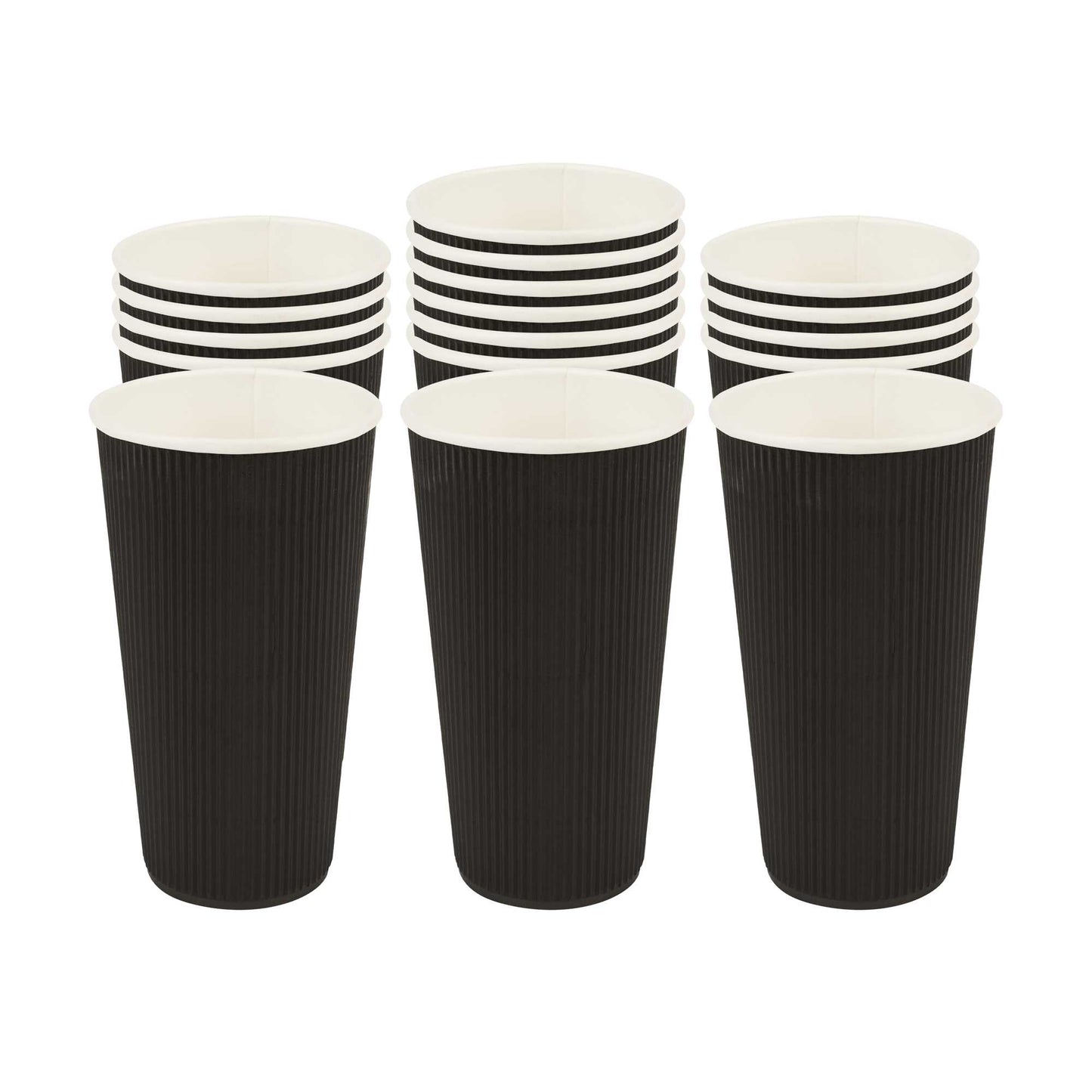Restpresso 20 oz Black Paper Coffee Cup - Ripple Wall - 3 1/2" x 3 1/2" x 6 1/4" - 250 count box