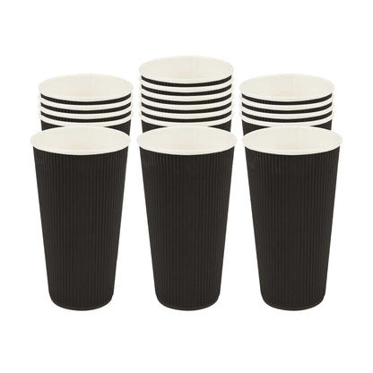 Restpresso 20 oz Black Paper Coffee Cup - Ripple Wall - 3 1/2" x 3 1/2" x 6 1/4" - 250 count box