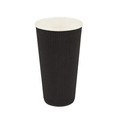 Restpresso 20 oz Black Paper Coffee Cup - Ripple Wall - 3 1/2" x 3 1/2" x 6 1/4" - 250 count box