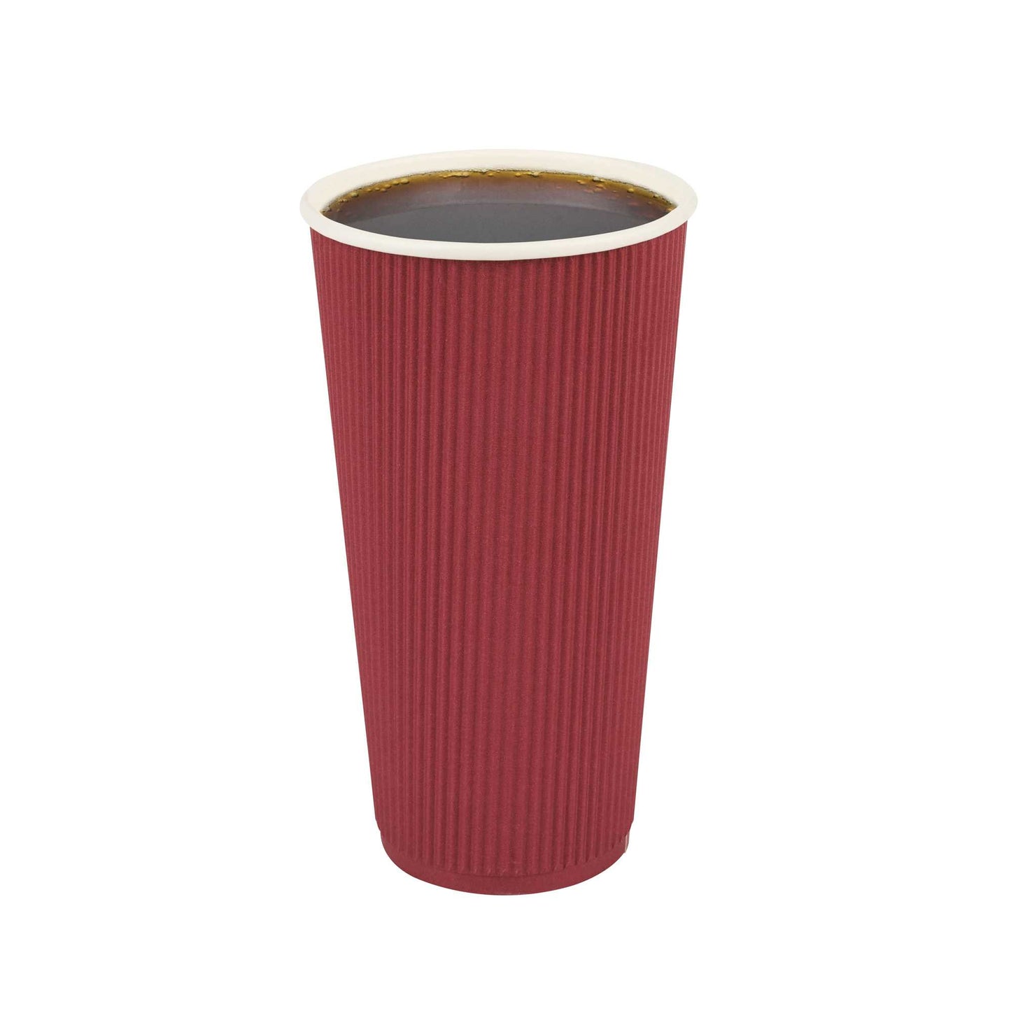 Restpresso 20 oz Crimson Paper Coffee Cup - Ripple Wall - 3 1/2" x 3 1/2" x 6 1/4" - 250 count box