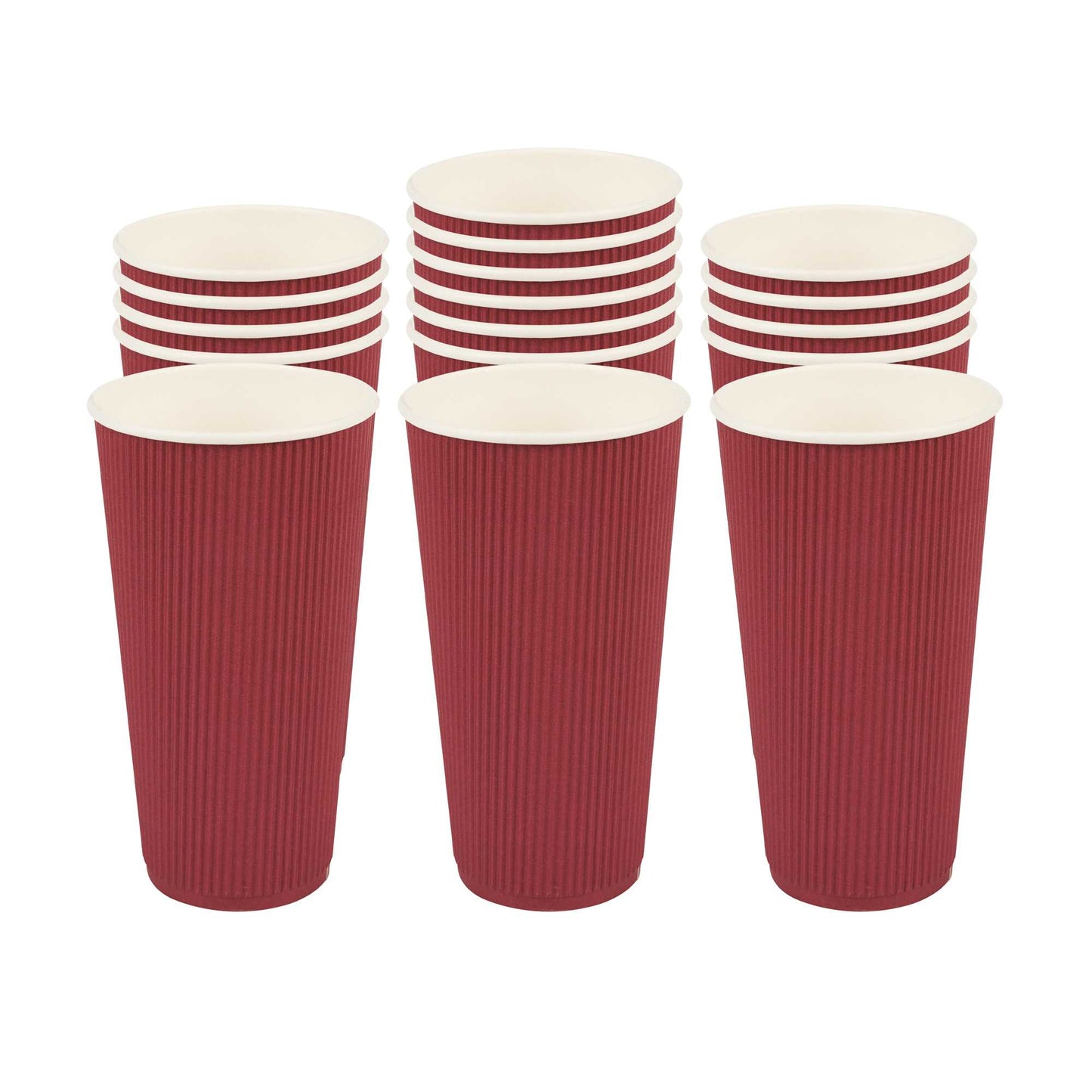 Restpresso 20 oz Crimson Paper Coffee Cup - Ripple Wall - 3 1/2" x 3 1/2" x 6 1/4" - 10 count box