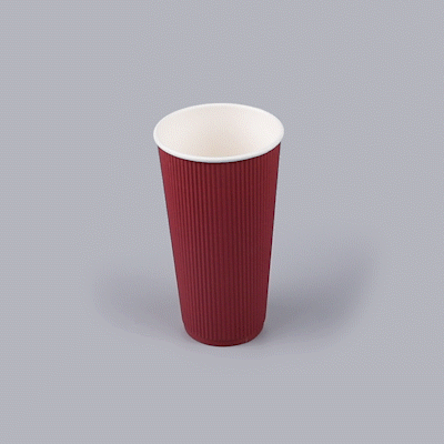 Restpresso 20 oz Crimson Paper Coffee Cup - Ripple Wall - 3 1/2" x 3 1/2" x 6 1/4" - 10 count box