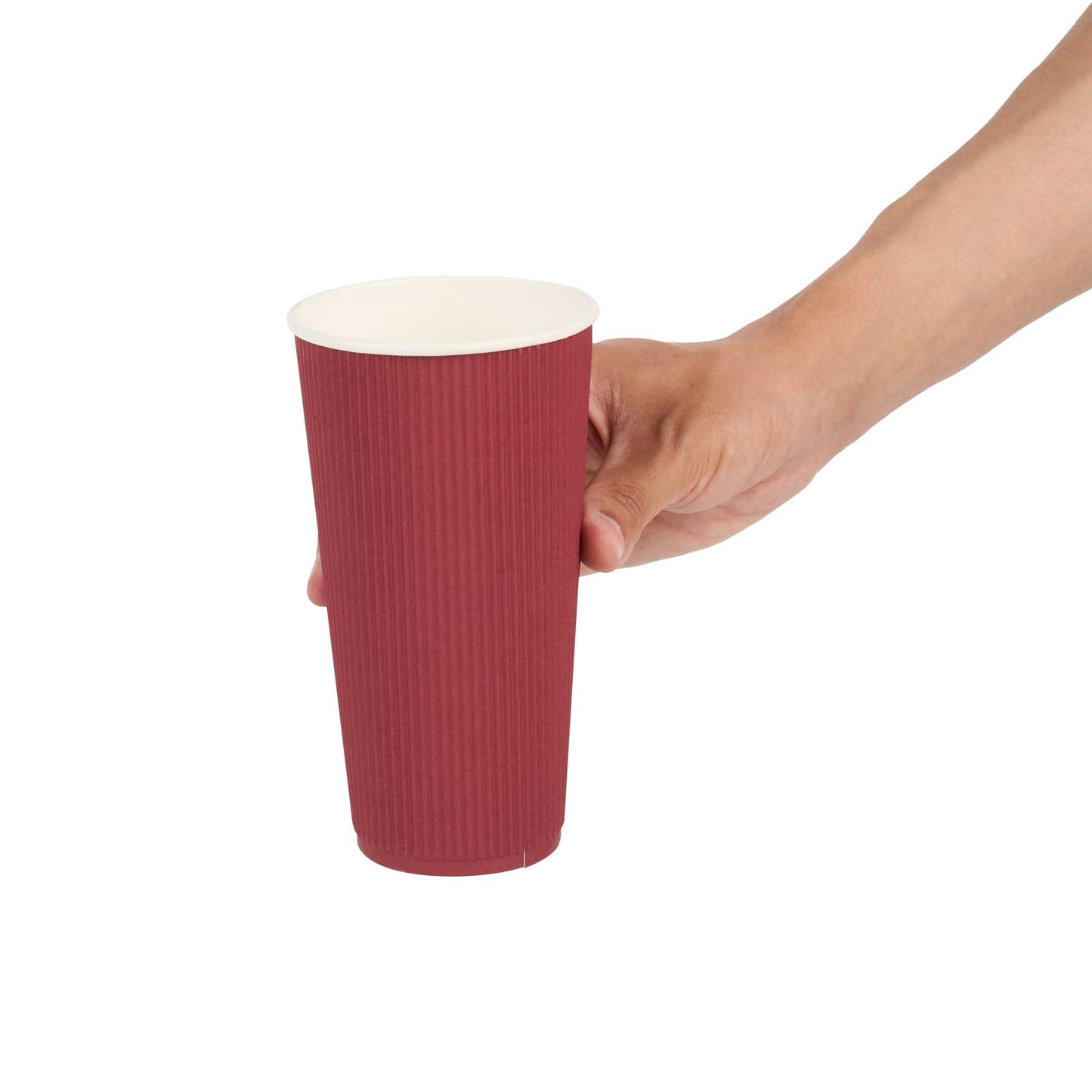 Restpresso 20 oz Crimson Paper Coffee Cup - Ripple Wall - 3 1/2" x 3 1/2" x 6 1/4" - 250 count box