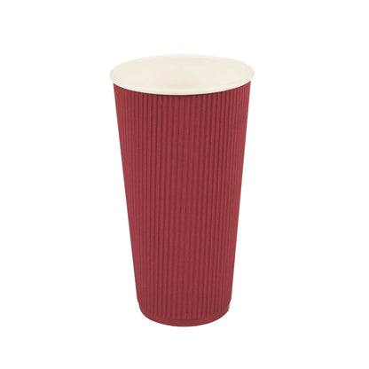 Restpresso 20 oz Crimson Paper Coffee Cup - Ripple Wall - 3 1/2" x 3 1/2" x 6 1/4" - 250 count box