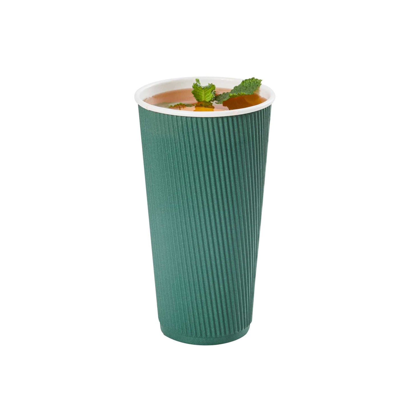Restpresso 20 oz Forest Green Paper Coffee Cup - Ripple Wall - 3 1/2" x 3 1/2" x 6 1/4" - 250 count box