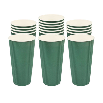 Restpresso 20 oz Forest Green Paper Coffee Cup - Ripple Wall - 3 1/2" x 3 1/2" x 6 1/4" - 10 count box