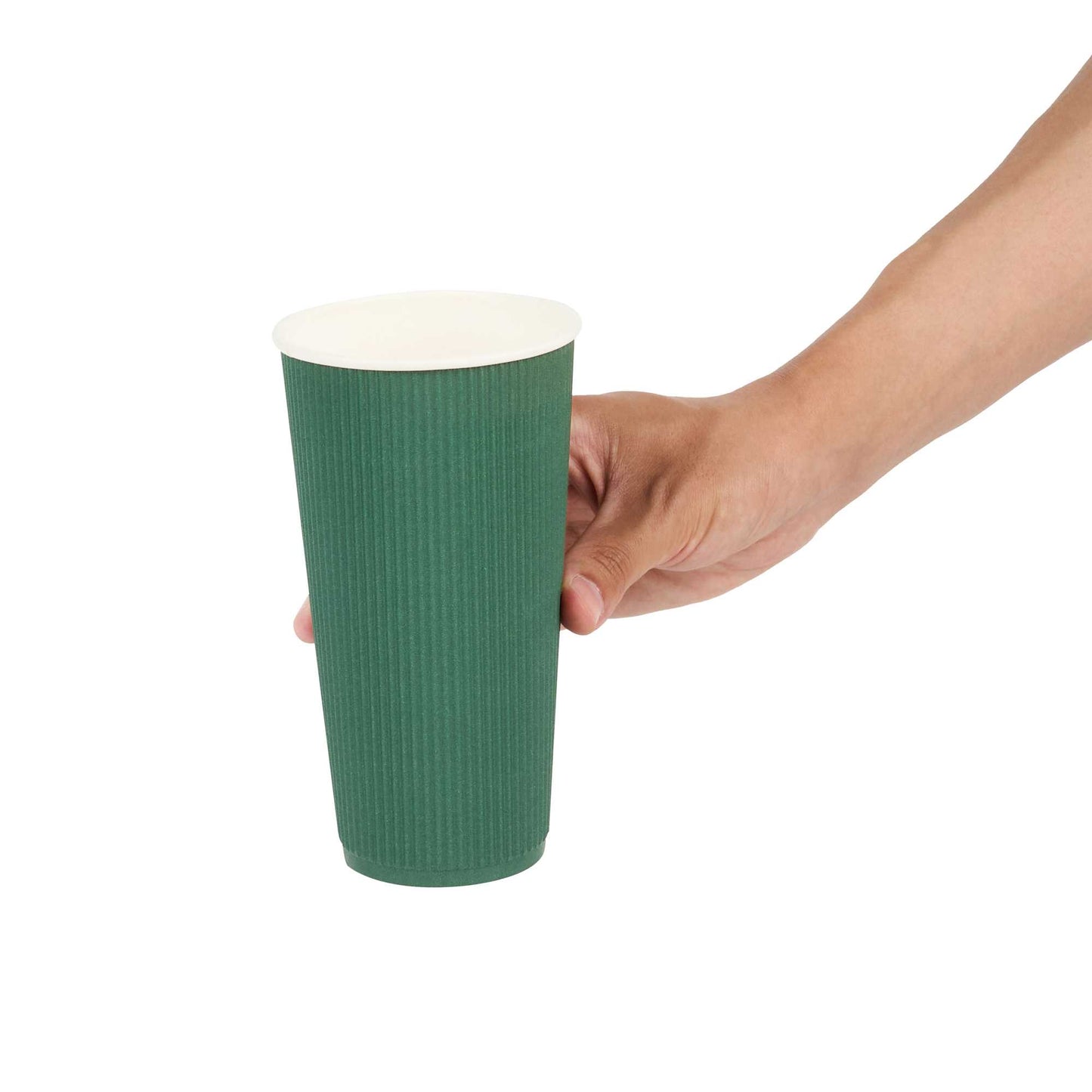 Restpresso 20 oz Forest Green Paper Coffee Cup - Ripple Wall - 3 1/2" x 3 1/2" x 6 1/4" - 10 count box