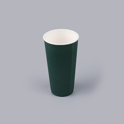Restpresso 20 oz Forest Green Paper Coffee Cup - Ripple Wall - 3 1/2" x 3 1/2" x 6 1/4" - 10 count box