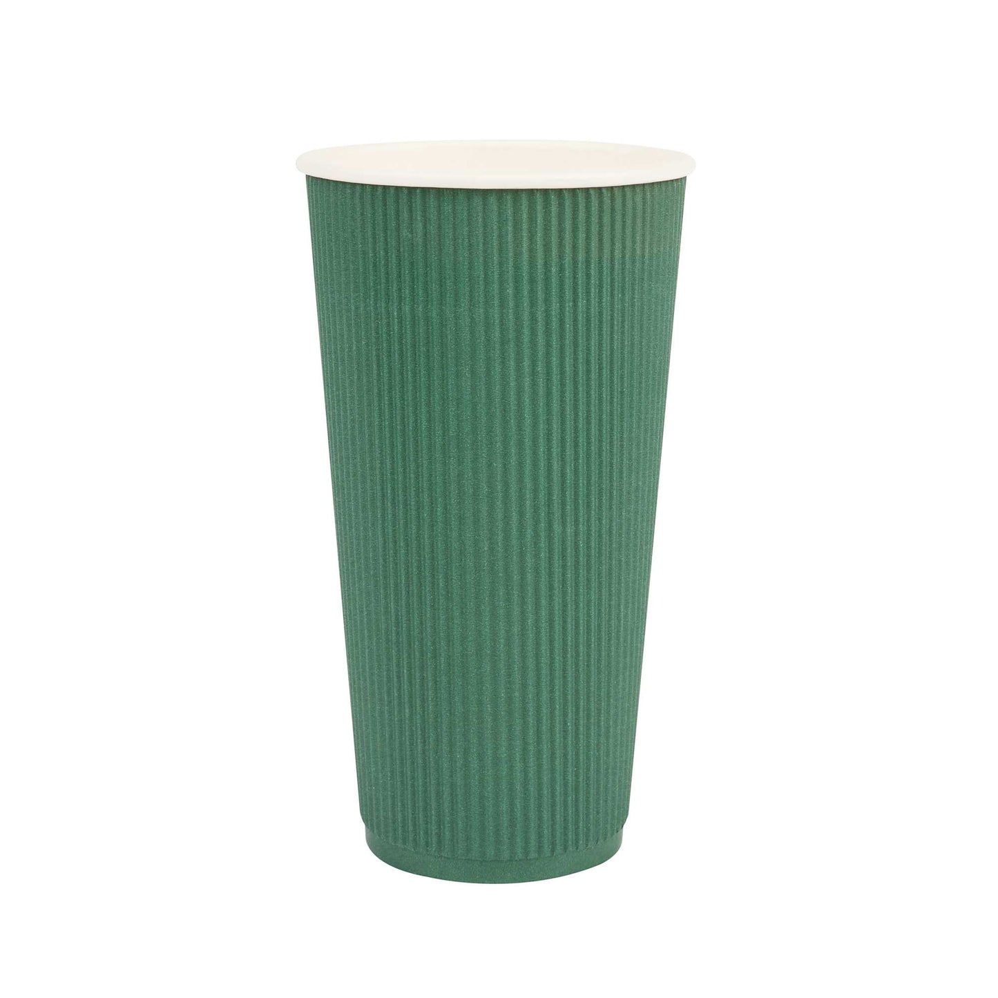 Restpresso 20 oz Forest Green Paper Coffee Cup - Ripple Wall - 3 1/2" x 3 1/2" x 6 1/4" - 10 count box