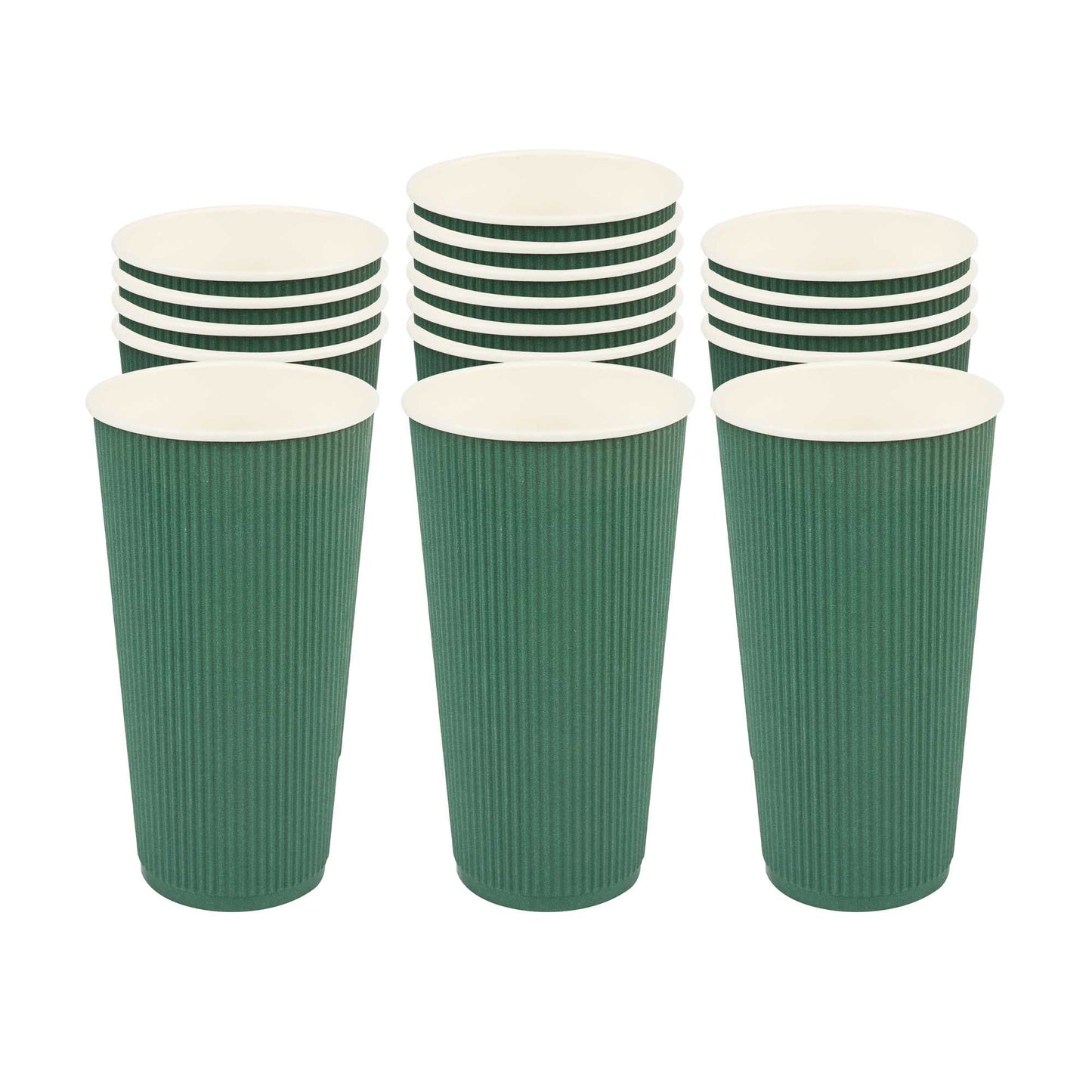 Restpresso 20 oz Forest Green Paper Coffee Cup - Ripple Wall - 3 1/2" x 3 1/2" x 6 1/4" - 250 count box