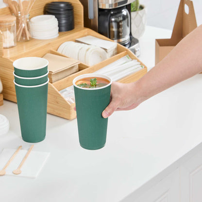 Restpresso 20 oz Forest Green Paper Coffee Cup - Ripple Wall - 3 1/2" x 3 1/2" x 6 1/4" - 250 count box
